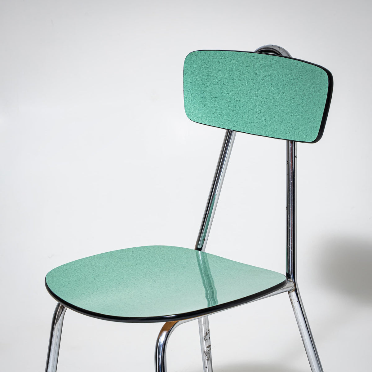 Türkise Formica-Essgruppe, Tisch mit vier Stühlen, Italien, 1960er/70er Jahre