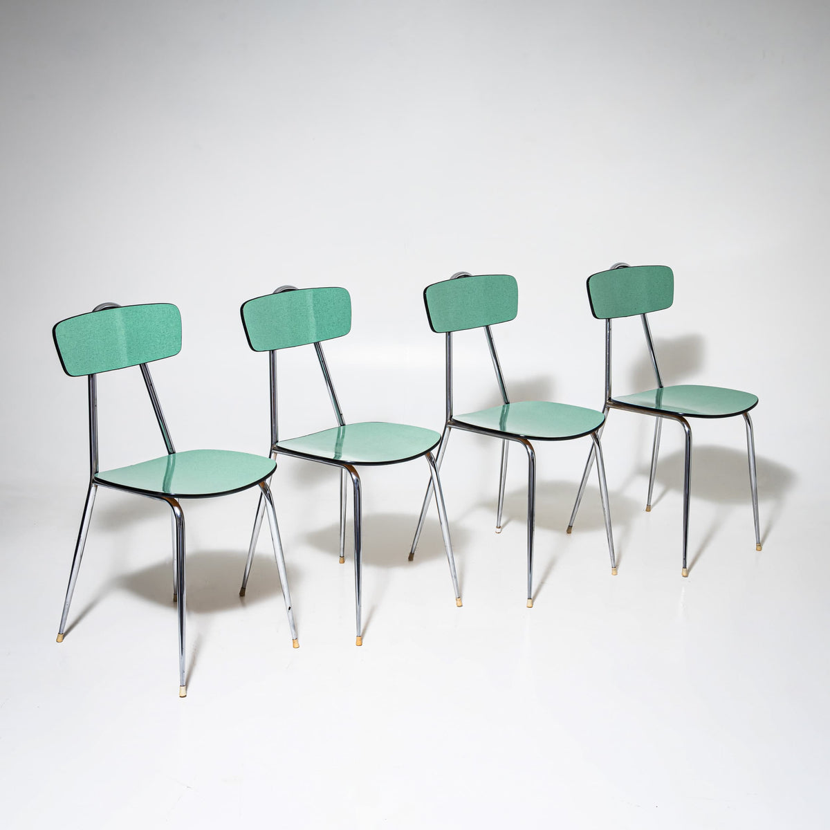Türkise Formica-Essgruppe, Tisch mit vier Stühlen, Italien, 1960er/70er Jahre