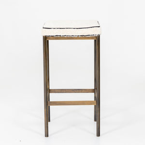 Six Bar Stools with brass frame, Italy Mid-20th Century