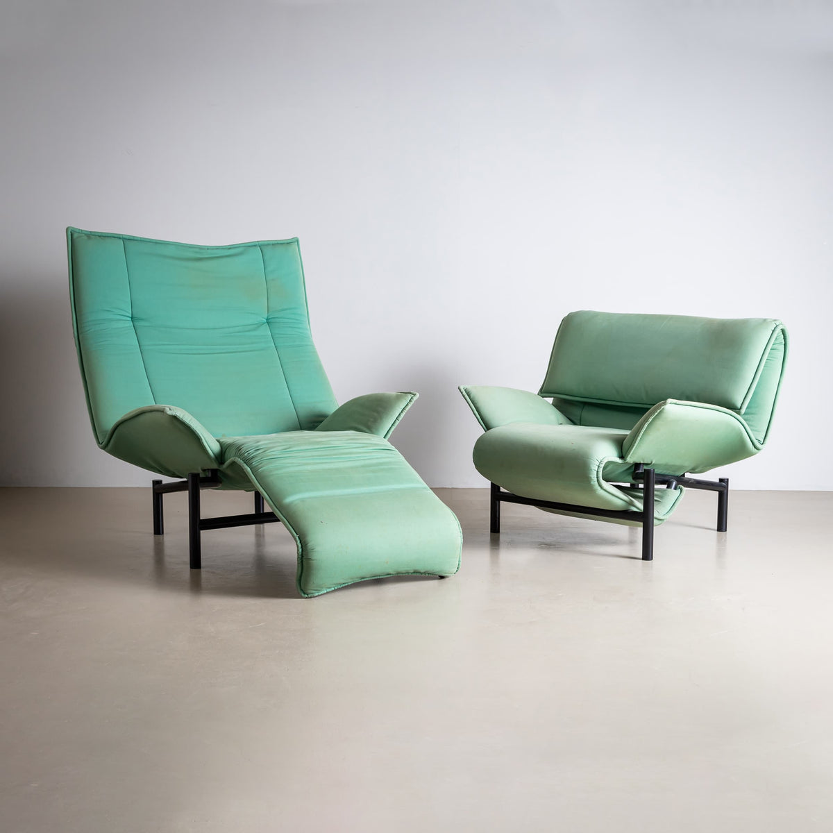 Turquoise "Veranda" Armchairs by Vico Magistretti for Cassina, Italy, Late 20th Century