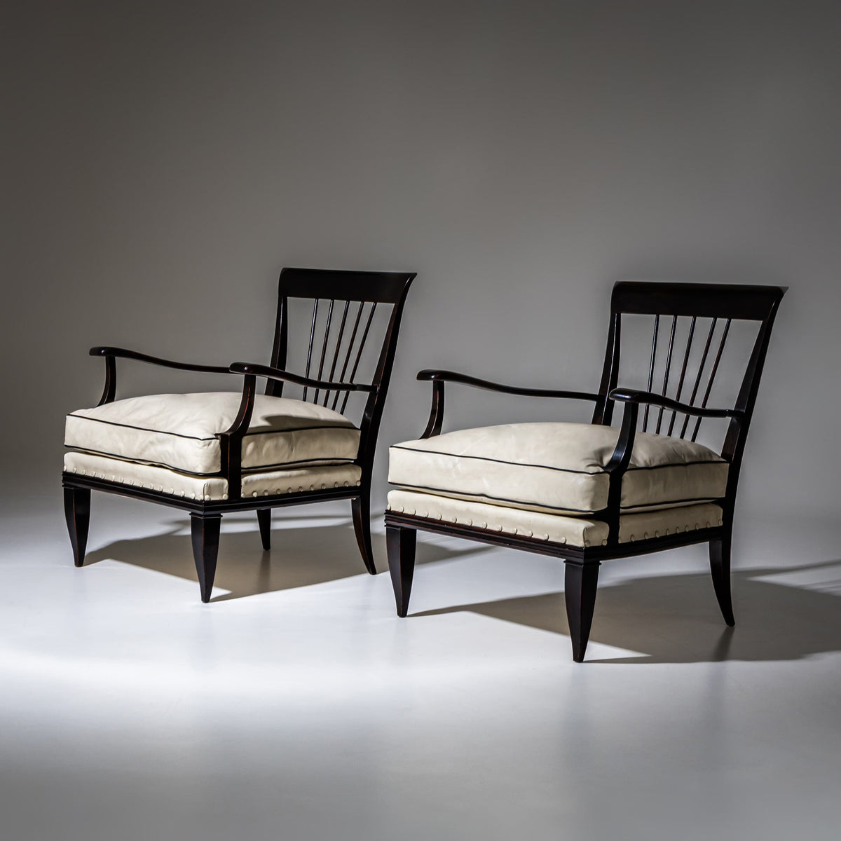 Paar Art Deco Armstühle, Tomas Buzzi zugeschrieben, Italien, 1930er Jahre