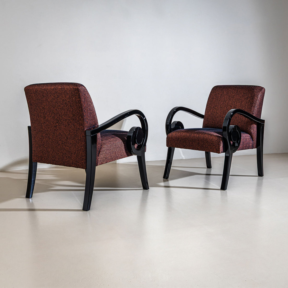 Pair of Lounge Chairs with Volute Armrests by Werther, Late 20th Century