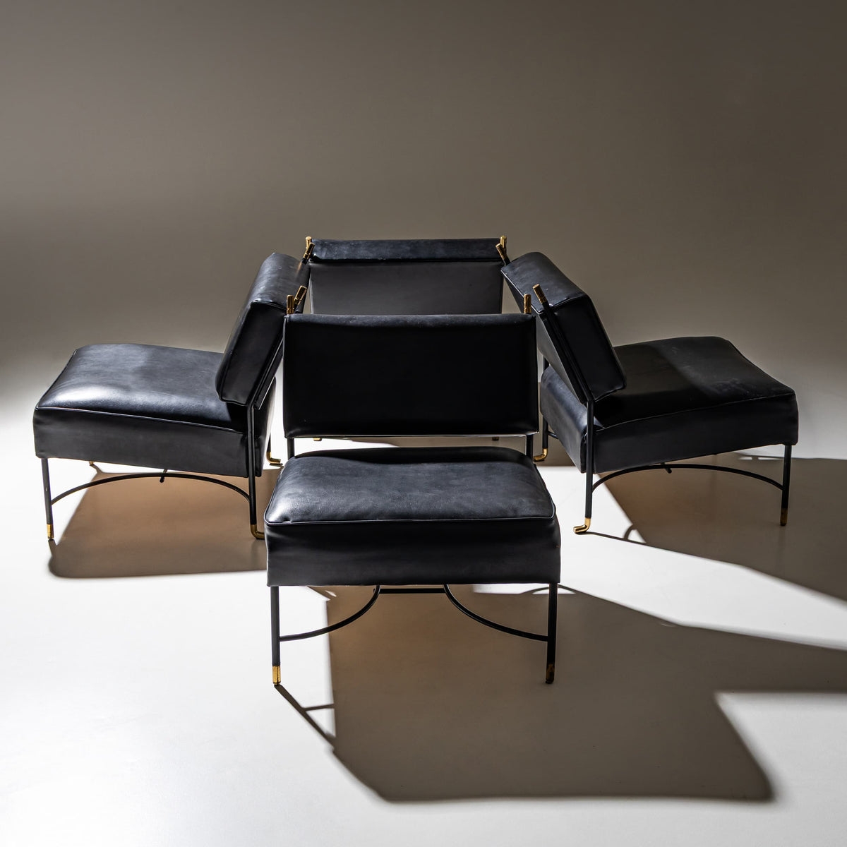 Set of Four Lounge Chairs, attributed to Luigi Caccia Dominioni, Italy, 1960s