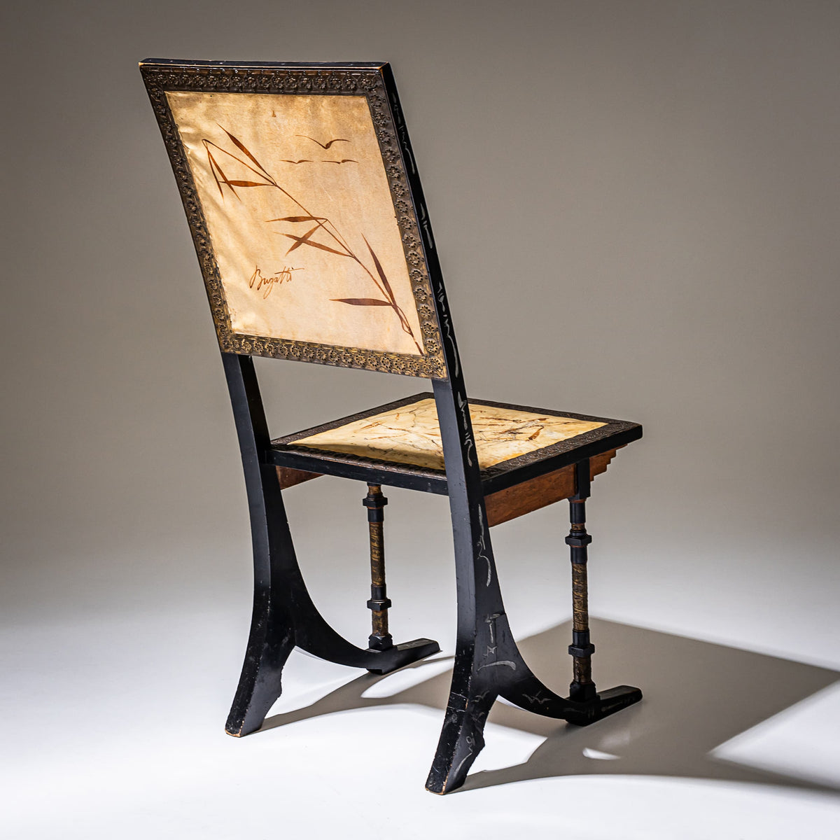 Two “Sabre” Chairs by Carlo Bugatti (1856–1940), Italy, circa 1900