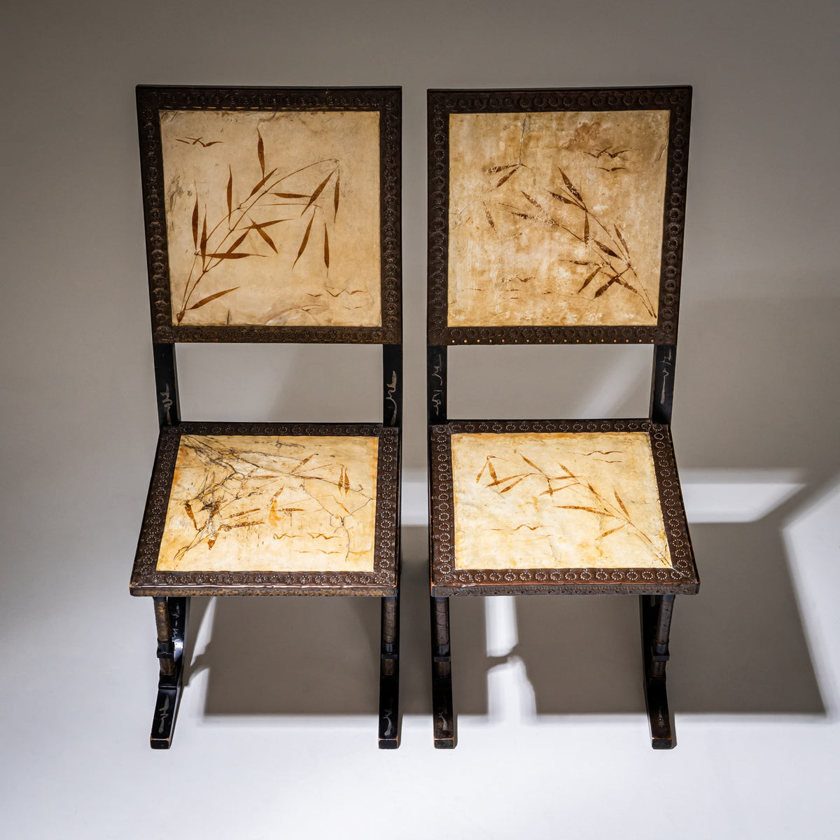 Two “Sabre” Chairs by Carlo Bugatti (1856–1940), Italy, circa 1900