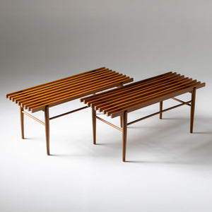 Slatted Wooden Benches, Italy Mid-20th Century