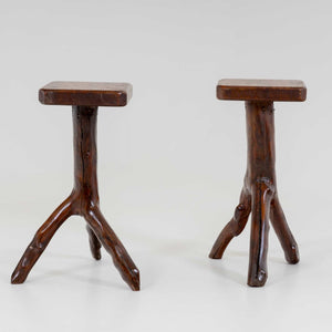 Pair of side tables made from tree branches, 20th Century