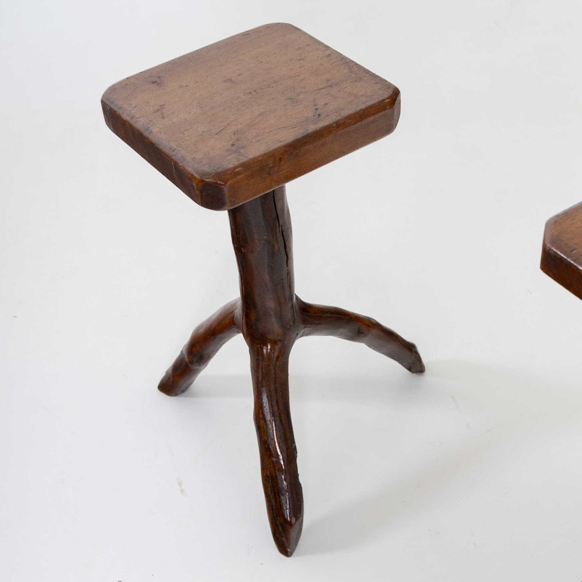 Pair of side tables made from tree branches, 20th Century