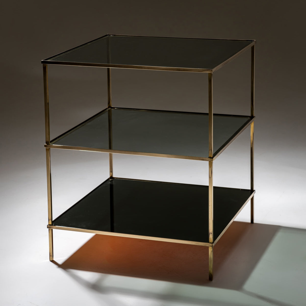 Side Table Made of Glass and Brass, Mid-20th Century