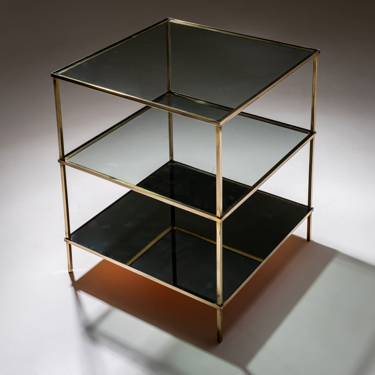 Side Table Made of Glass and Brass, Mid-20th Century