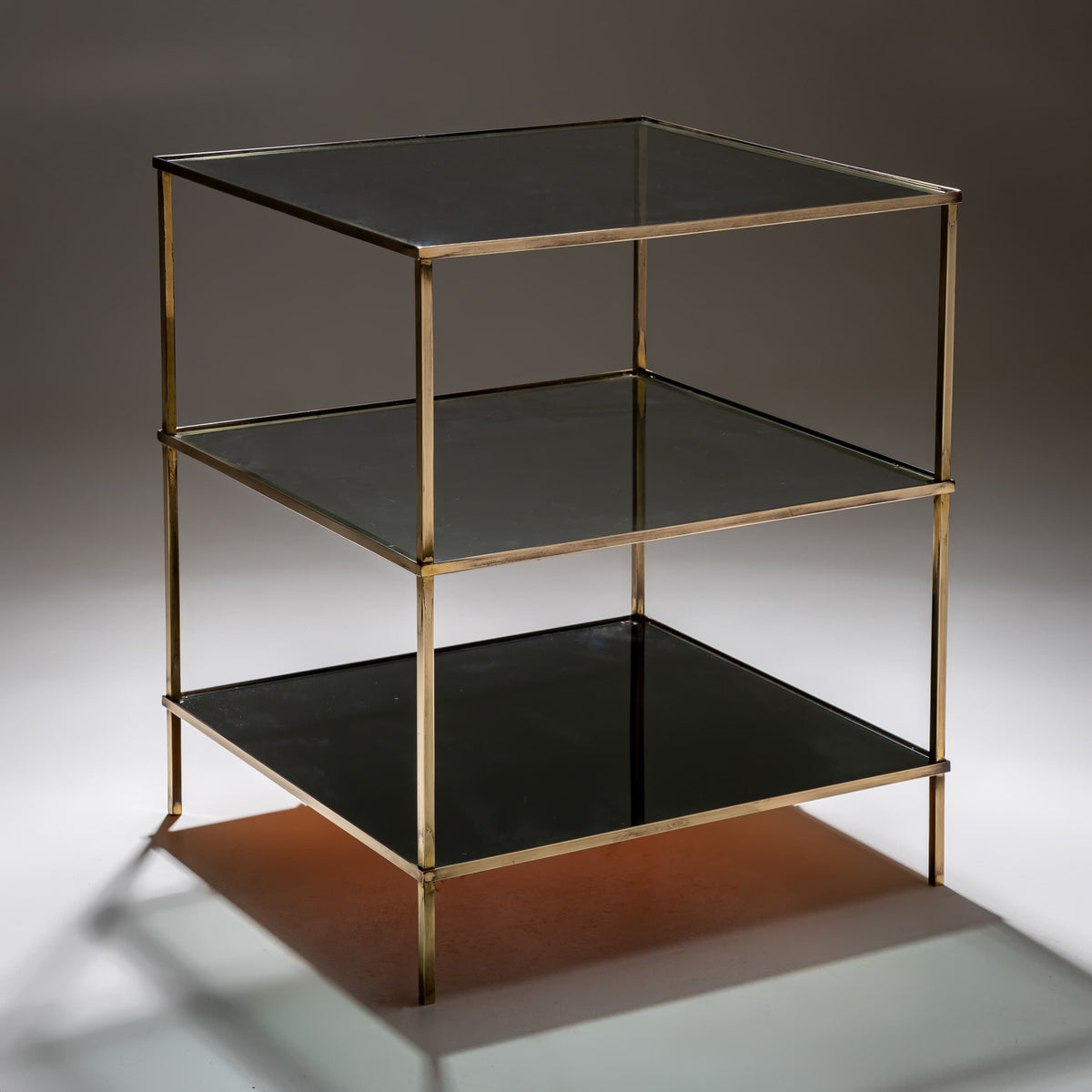 Side Table Made of Glass and Brass, Mid-20th Century