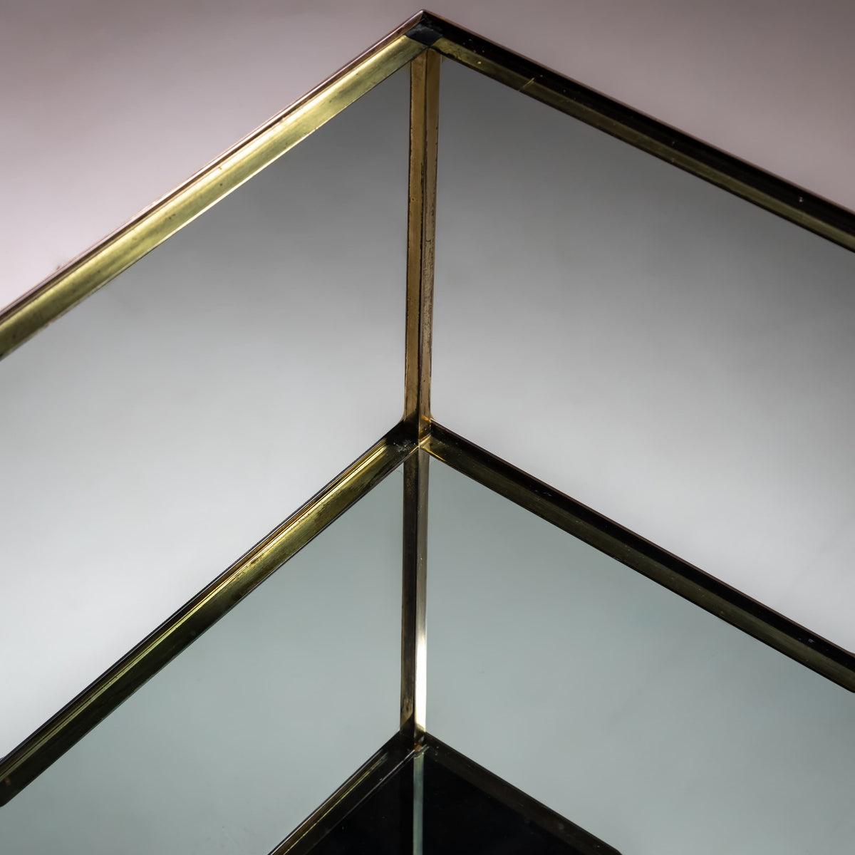 Side Table Made of Glass and Brass, Mid-20th Century