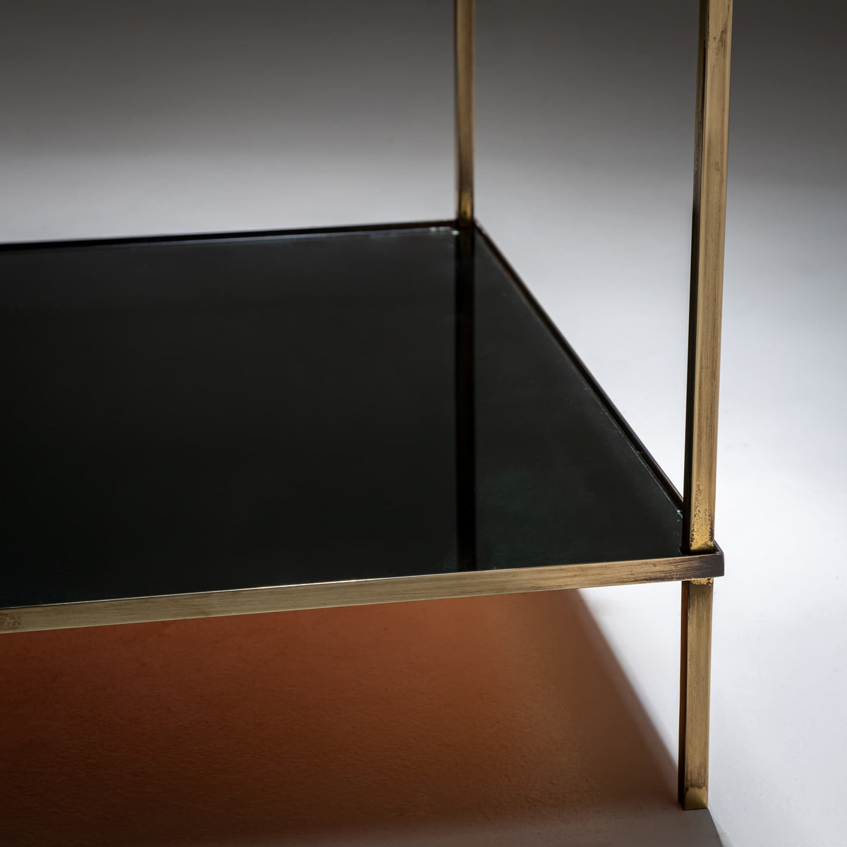 Side Table Made of Glass and Brass, Mid-20th Century