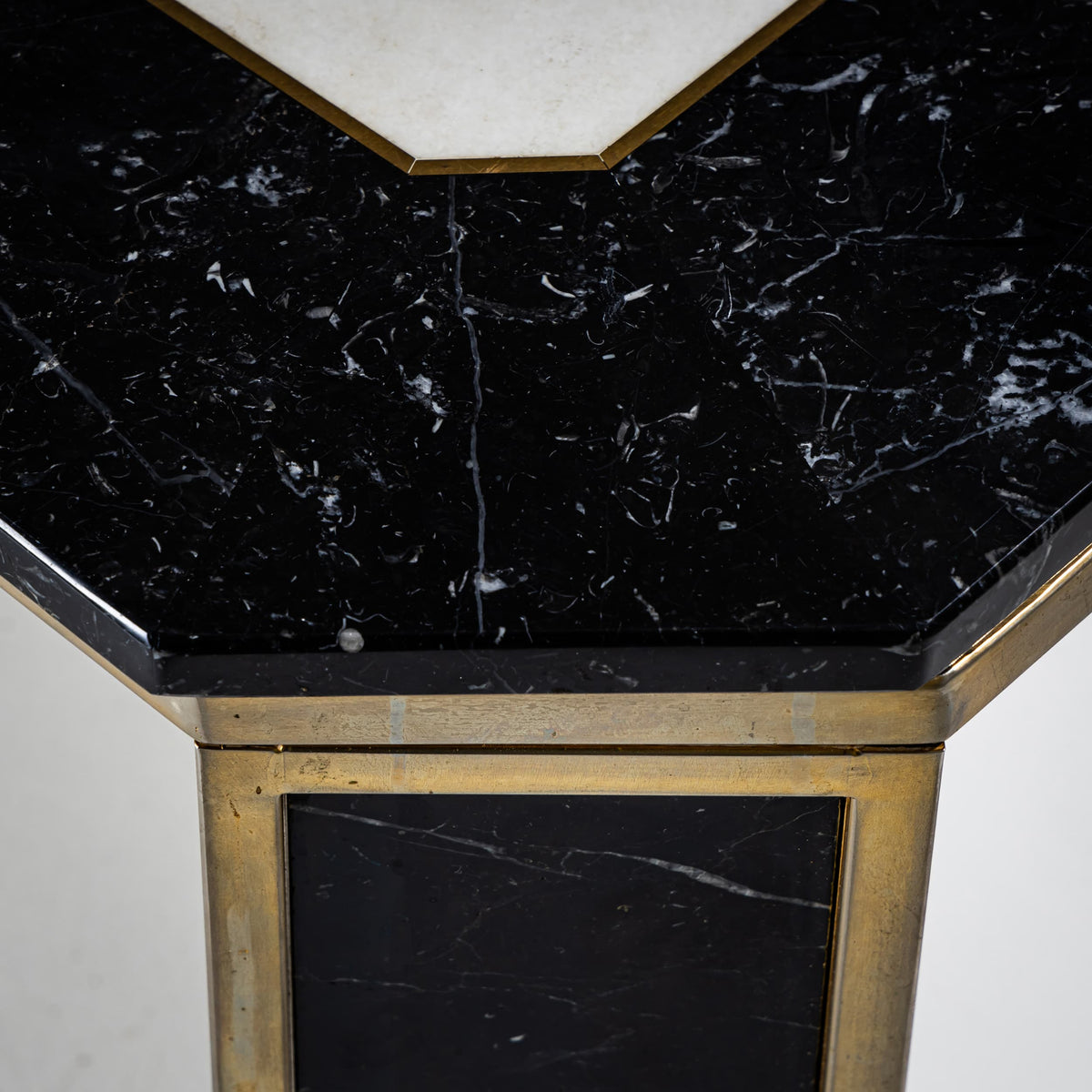 Hollywood Regency Marble and Brass Coffee Table, probably Italy, 1970s