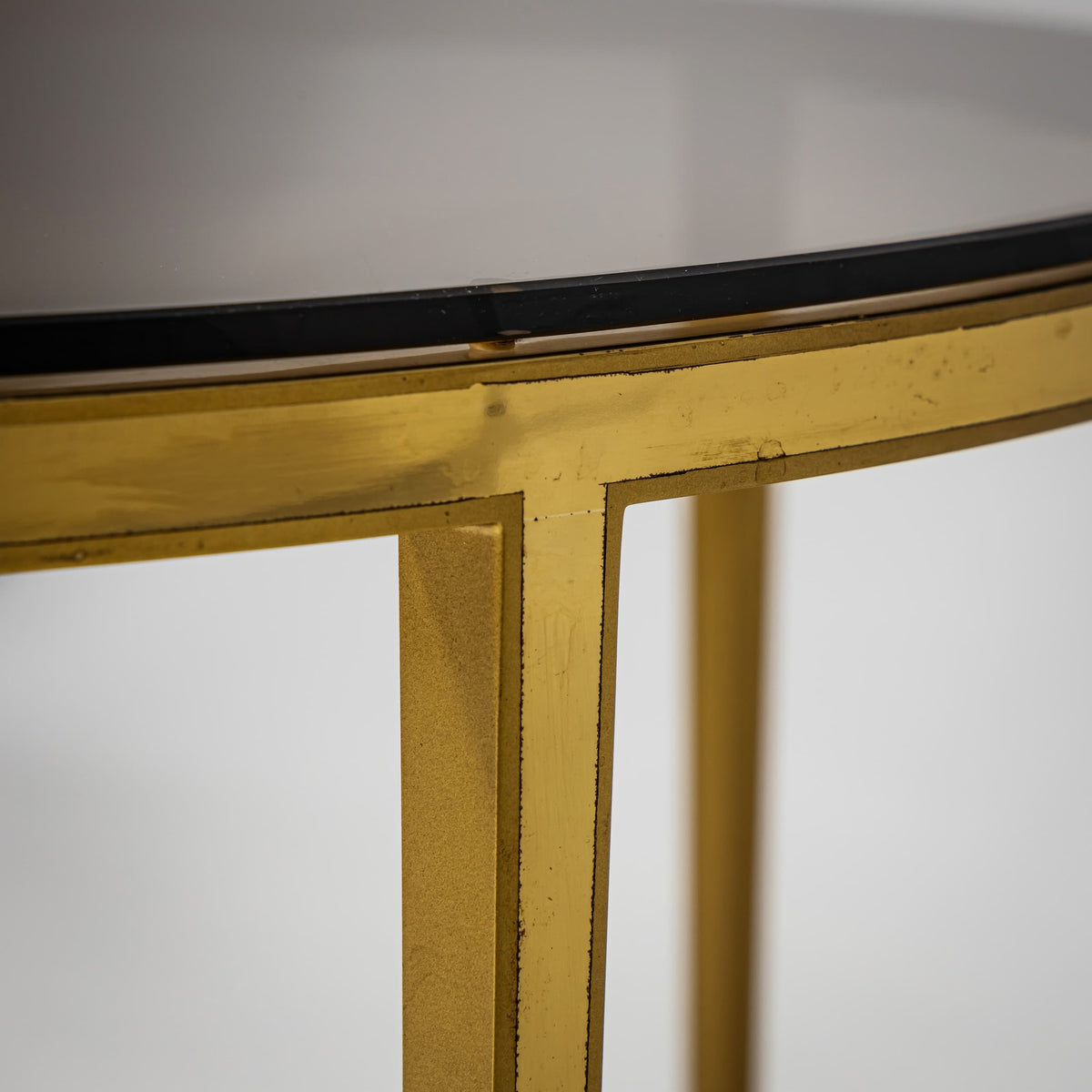 Round Coffee Table in Brass and Smoked Glass, Probably Italy, Late 20th Century