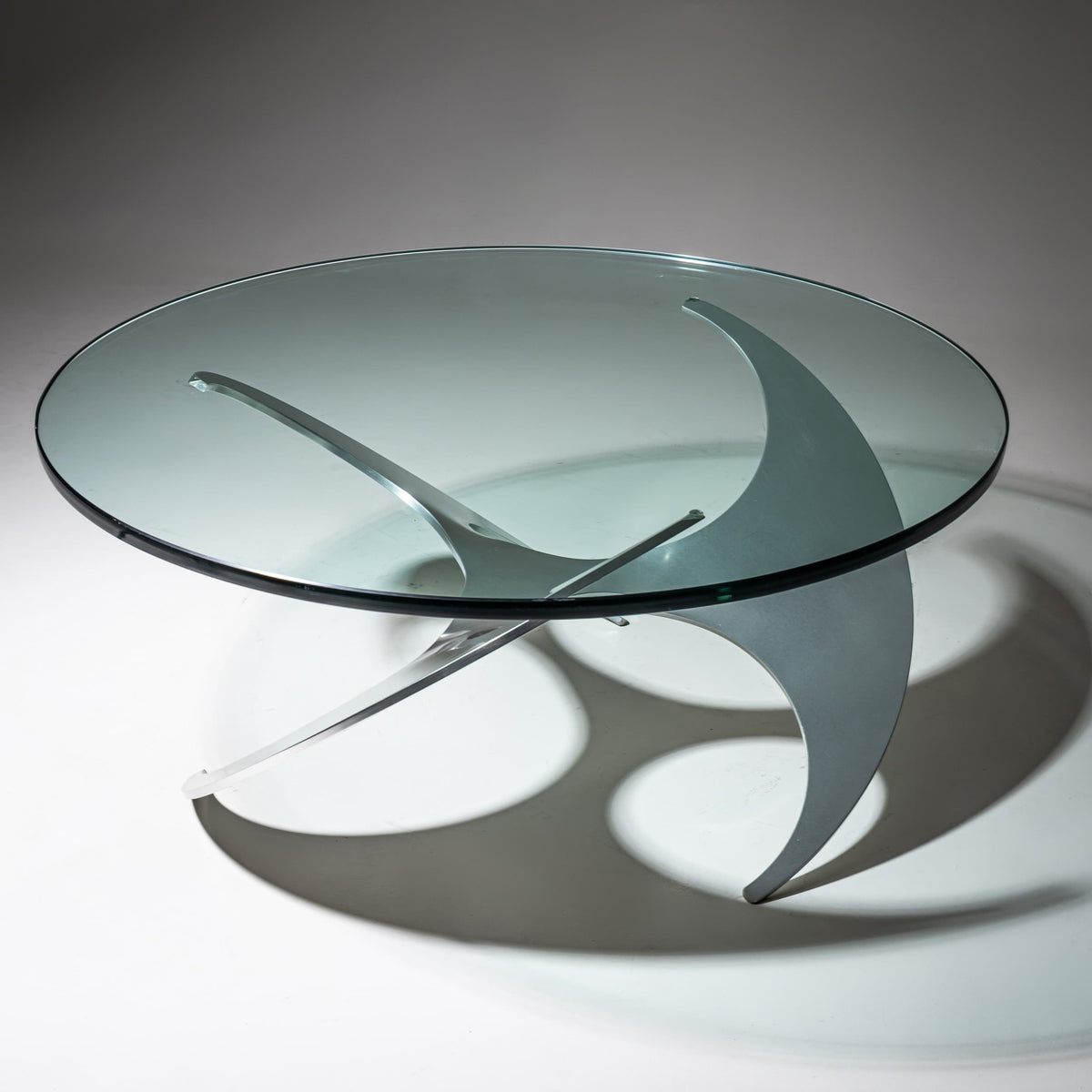 „Propeller“ Glastisch von Knut Hesterberg für Ronald Schmitt, Deutschland, 1960er Jahre
