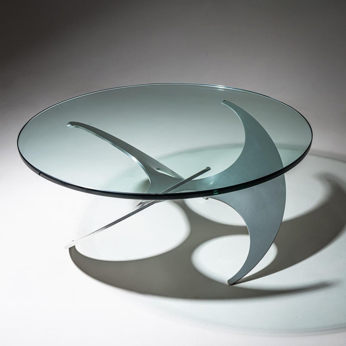 „Propeller“ Glastisch von Knut Hesterberg für Ronald Schmitt, Deutschland, 1960er Jahre