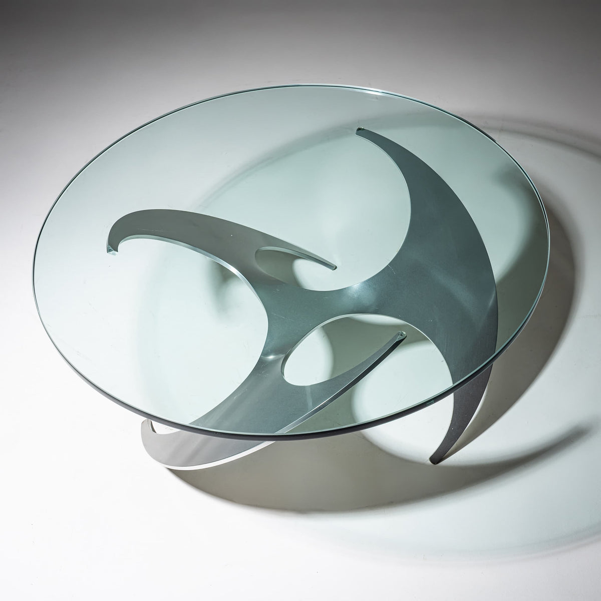 „Propeller“ Glastisch von Knut Hesterberg für Ronald Schmitt, Deutschland, 1960er Jahre