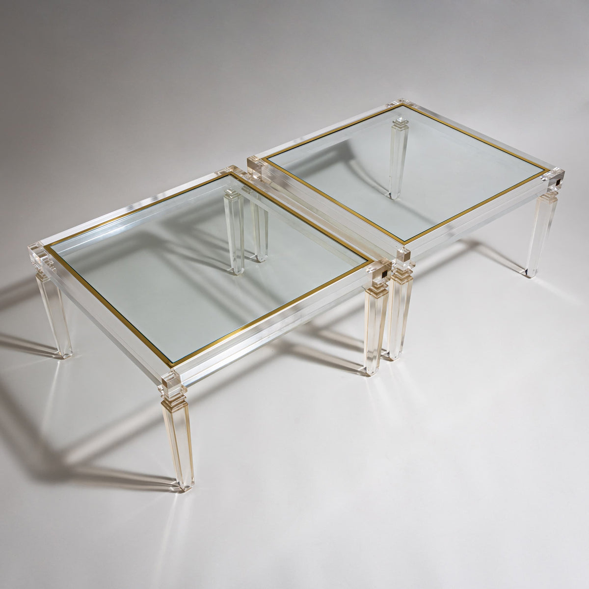 Paar quadratische Couchtische aus Plexiglas von Fabianart, Rom / Italien, Ende 20. Jahrhundert