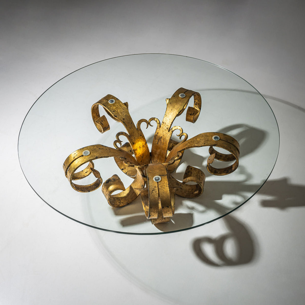 Hollywood Regency Coffee Table with Gilt Iron Base, Italy, 1960s