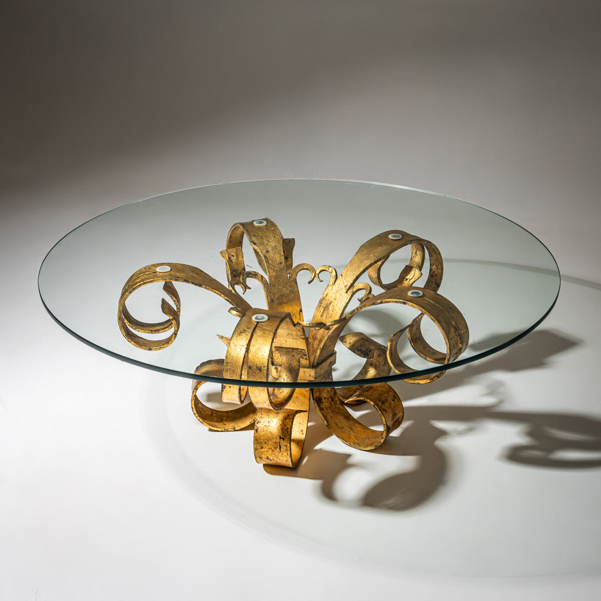 Hollywood Regency Coffee Table with Gilt Iron Base, Italy, 1960s