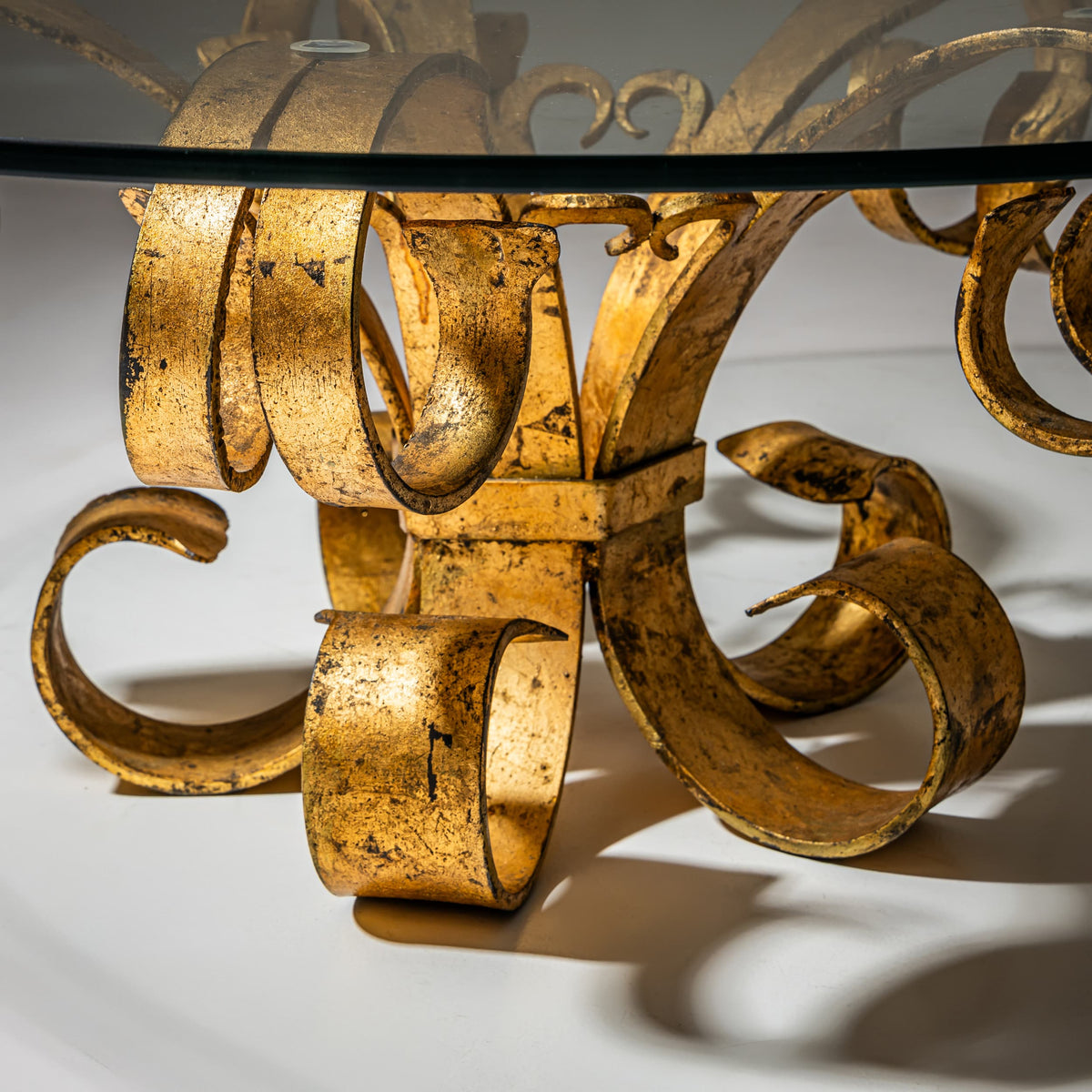 Hollywood Regency Coffee Table with Gilt Iron Base, Italy, 1960s