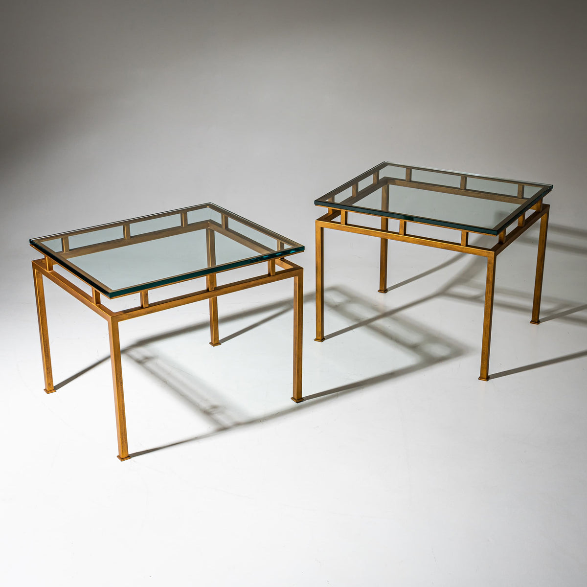 Pair of Glass and Metal Side Tables, 1960s / 70s