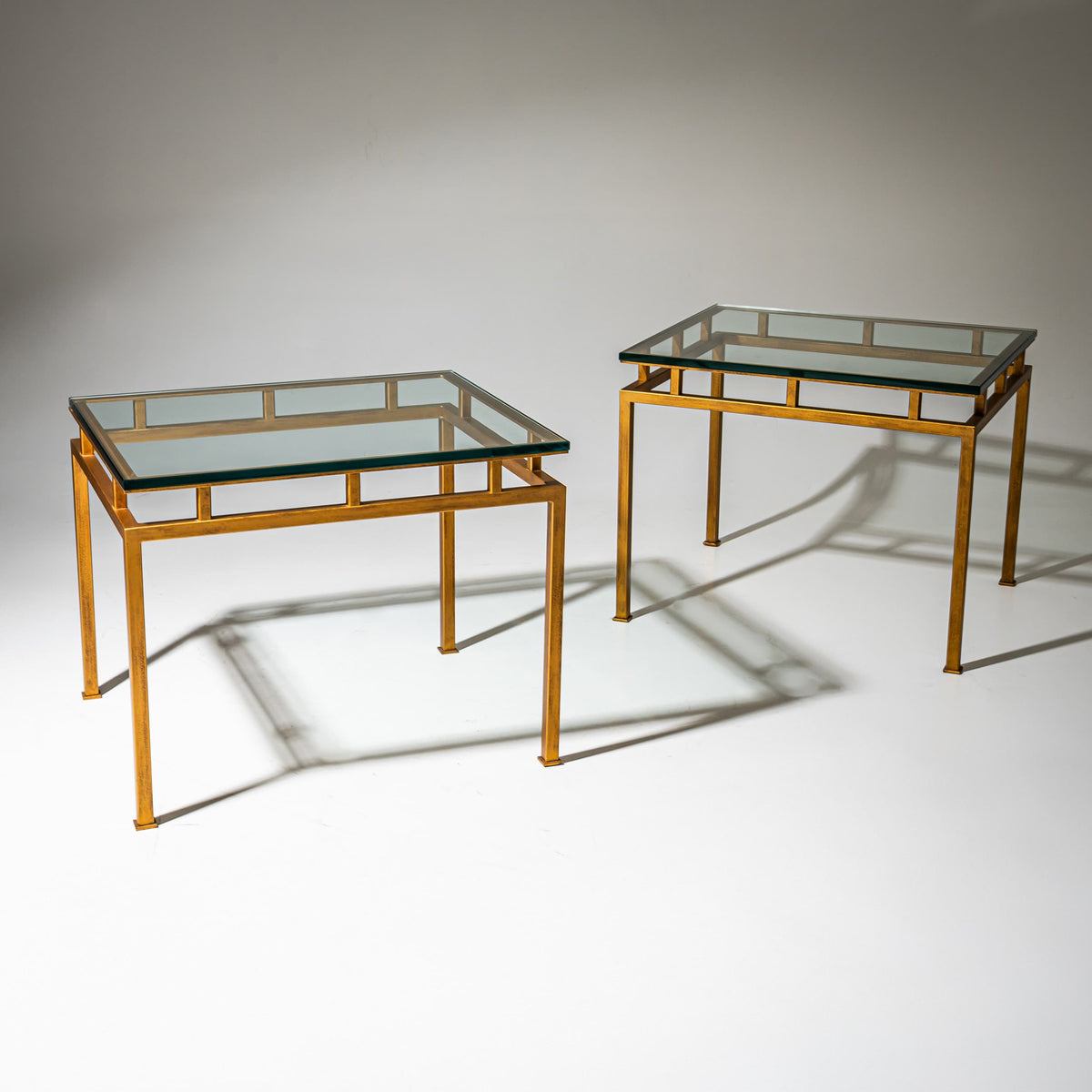 Pair of Glass and Metal Side Tables, 1960s / 70s