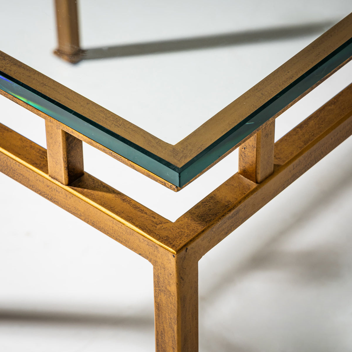 Pair of Glass and Metal Side Tables, 1960s / 70s