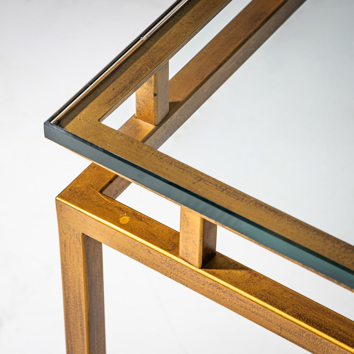 Pair of Glass and Metal Side Tables, 1960s / 70s