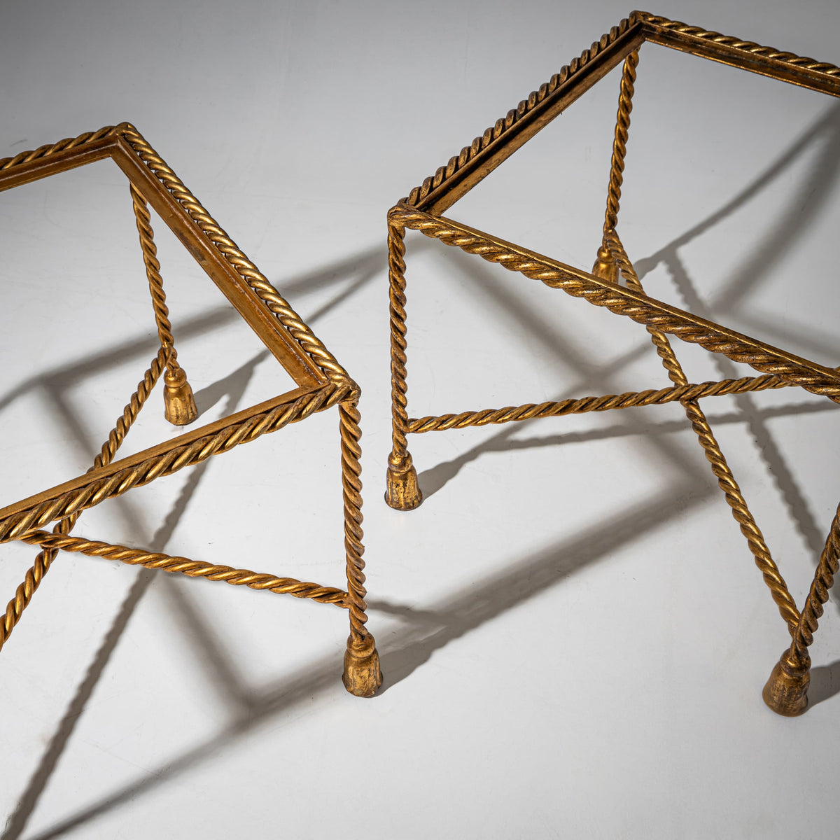 Pair of Side Tables with Metal Frames, Mid-20th Century