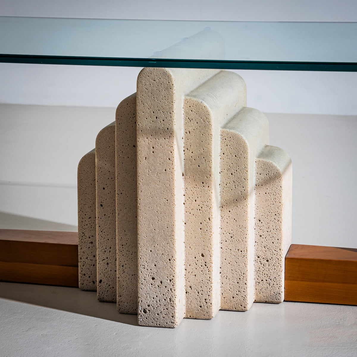 Coffee Table with Travertine Element, Italy, Late 20th Century