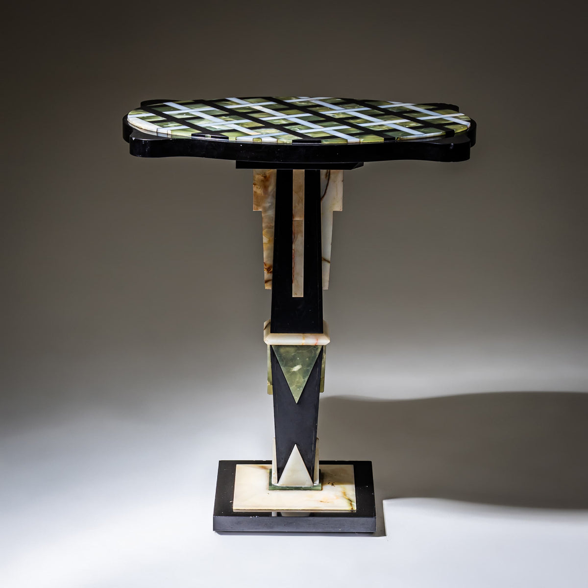 Art Deco Side Table in Various Types of Stone, probably Italy, circa 1930