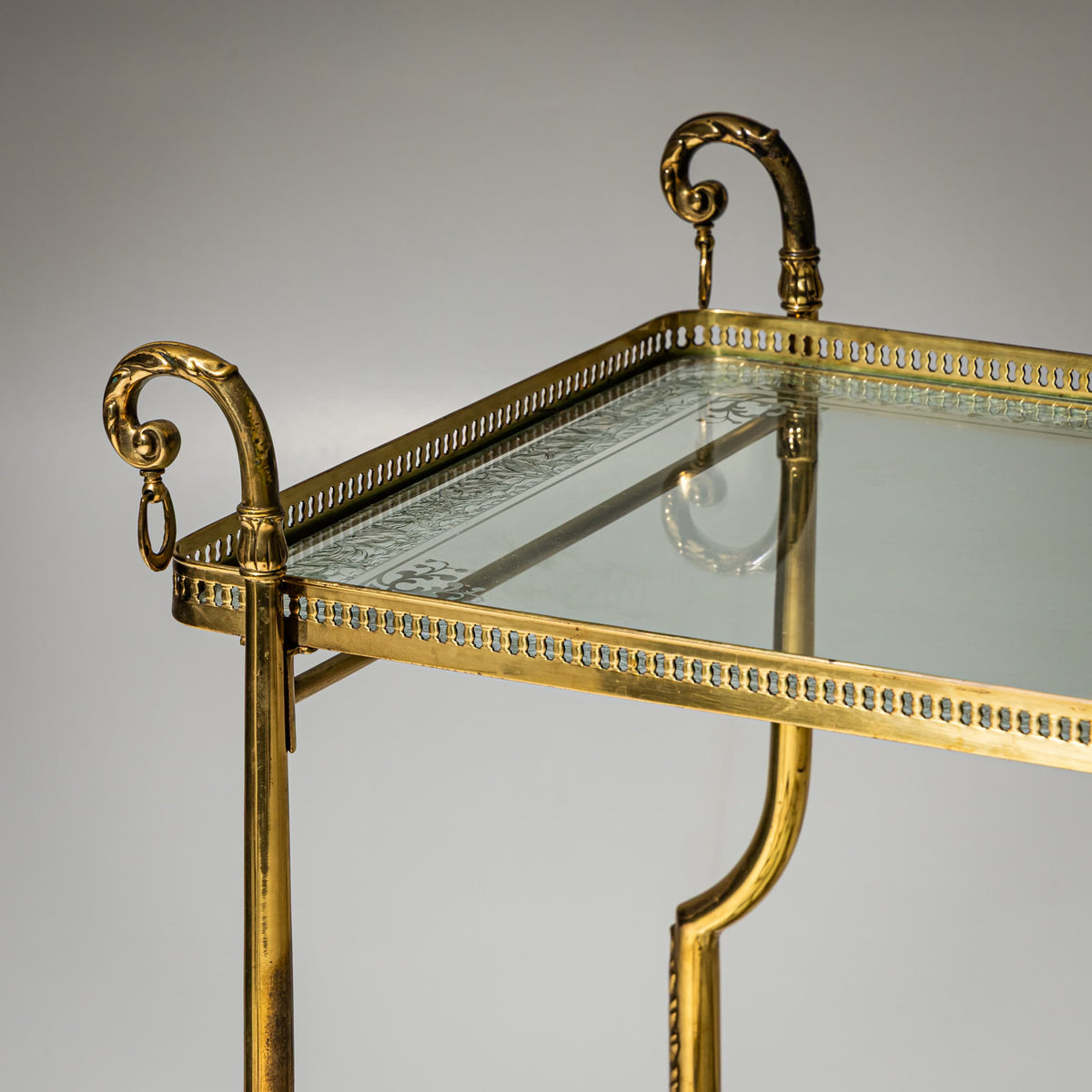Brass and Glass Bar Cart, Mid-20th Century