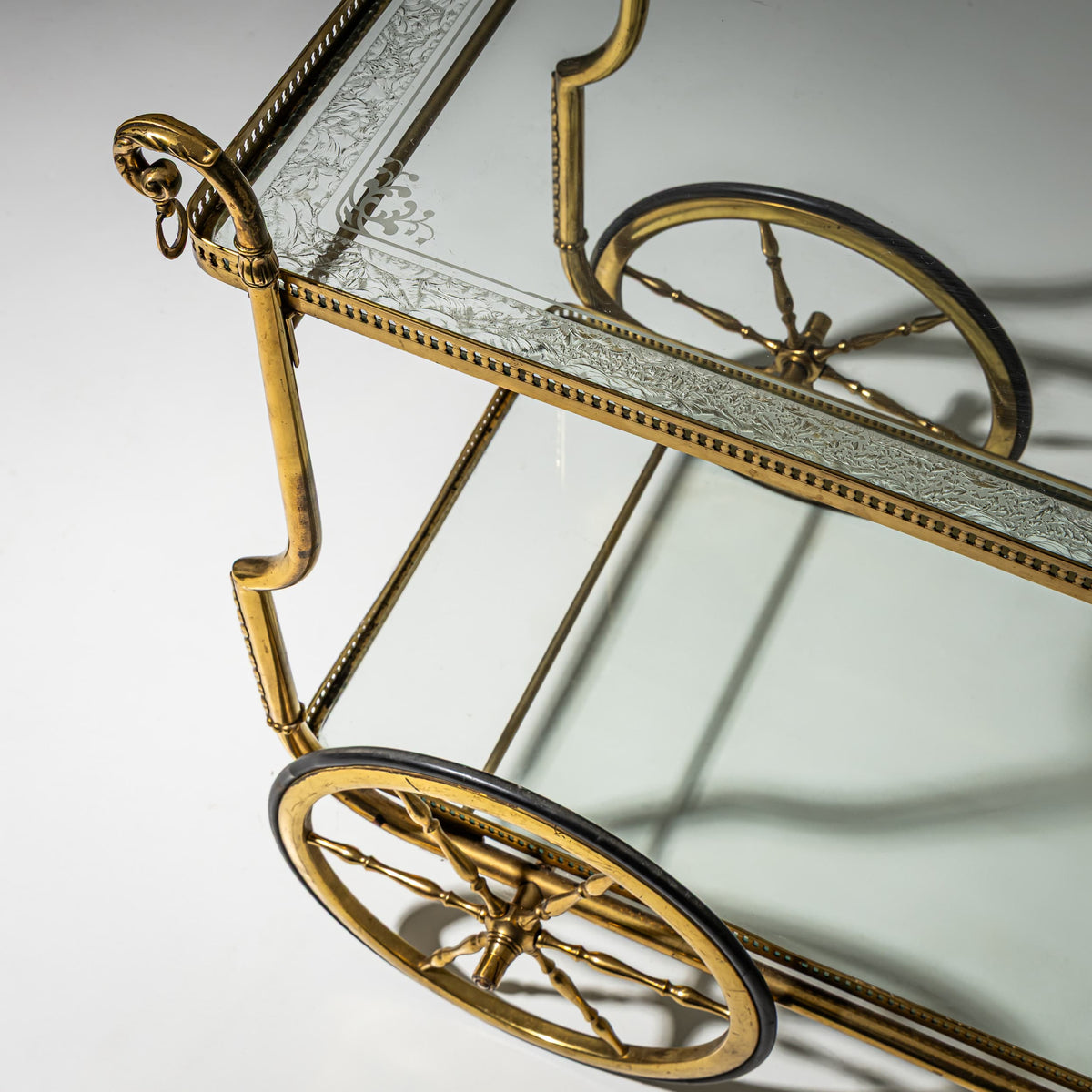 Brass and Glass Bar Cart, Mid-20th Century