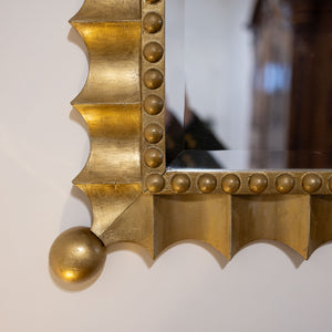 Gold-patinated Scalloped Wall Mirror, Mid-20th Century