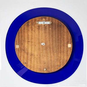 Round Wall Mirror with Blue Glass Frame, Italy 1960s