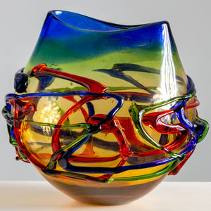 Colorful Murano Glass Vase, Italy, Mid-20th Century