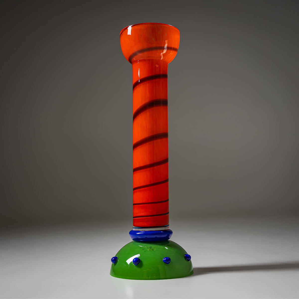 Barovier & Toso Vase, Orange und Grün, Serie B.A.G., Italien, Ende 20. Jahrhundert
