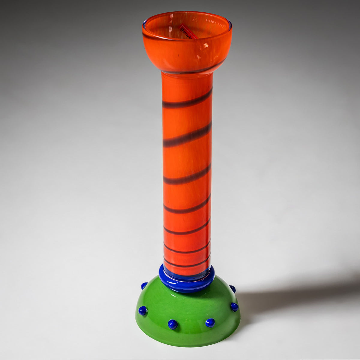 Barovier & Toso Vase, Orange und Grün, Serie B.A.G., Italien, Ende 20. Jahrhundert