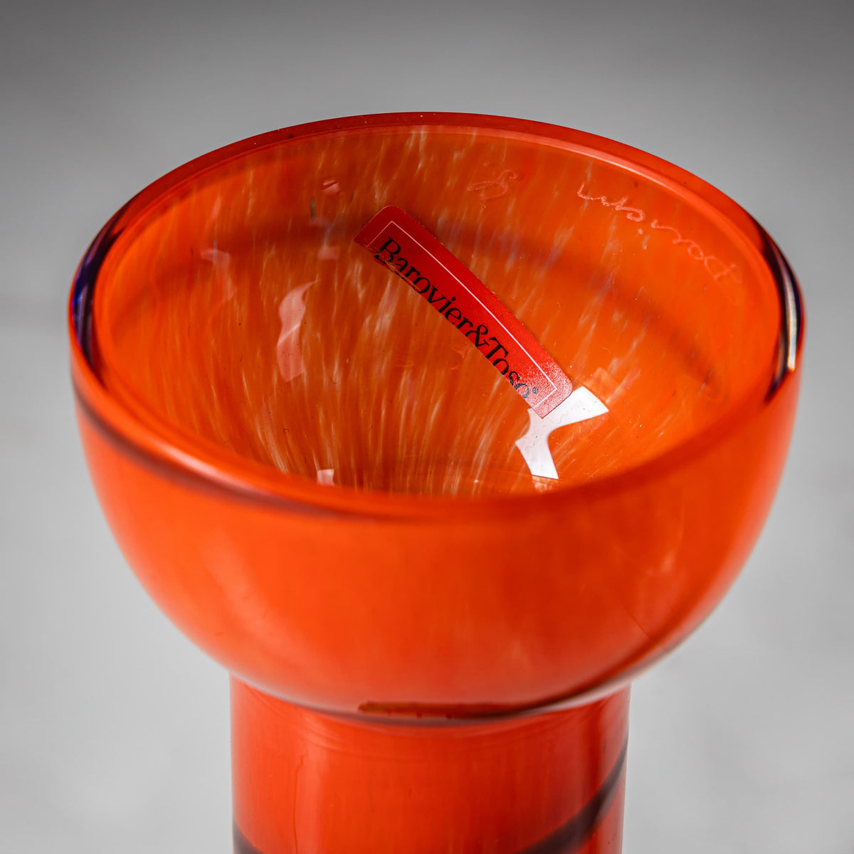 Barovier & Toso Vase, Orange and Green, B.A.G. Series, Italy, Late 20th Century