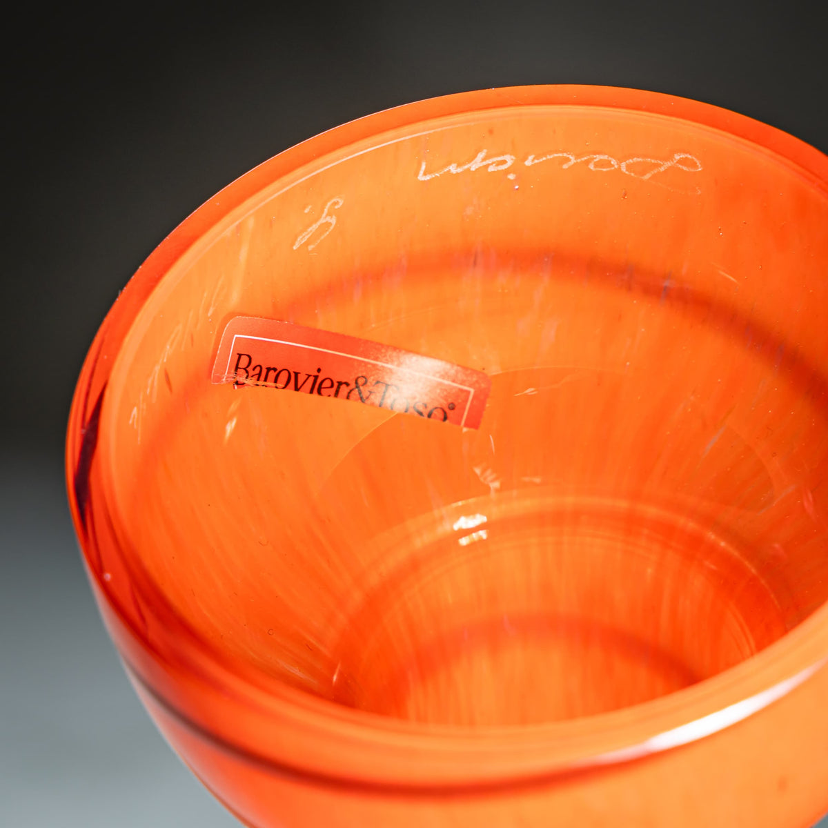 Barovier & Toso Vase, Orange and Green, B.A.G. Series, Italy, Late 20th Century