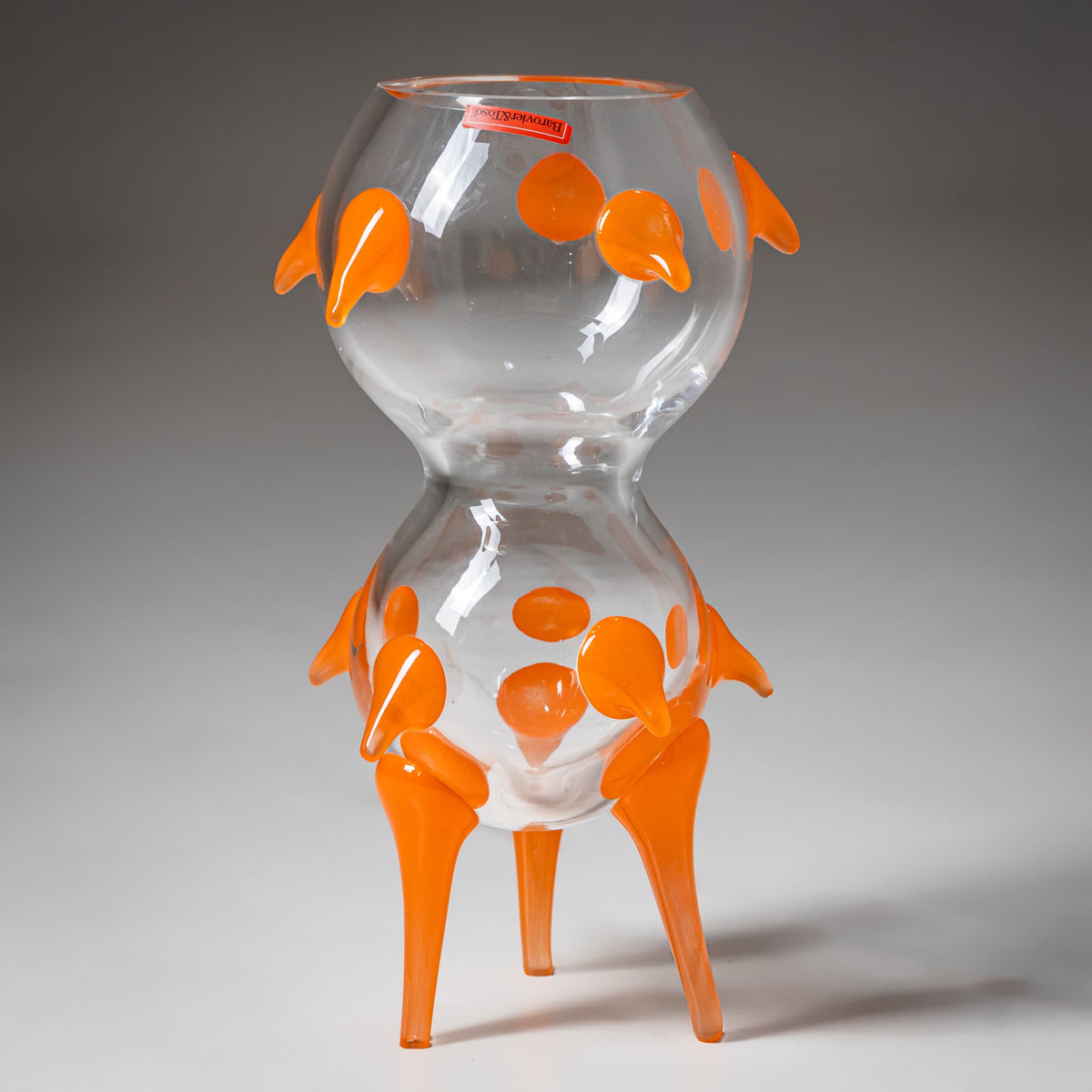 Barovier & Toso Vase, Klarglas und Orange, Serie B.A.G., Italien, Ende 20. Jahrhundert