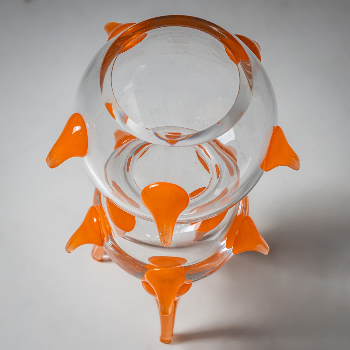 Barovier & Toso Vase, Klarglas und Orange, Serie B.A.G., Italien, Ende 20. Jahrhundert