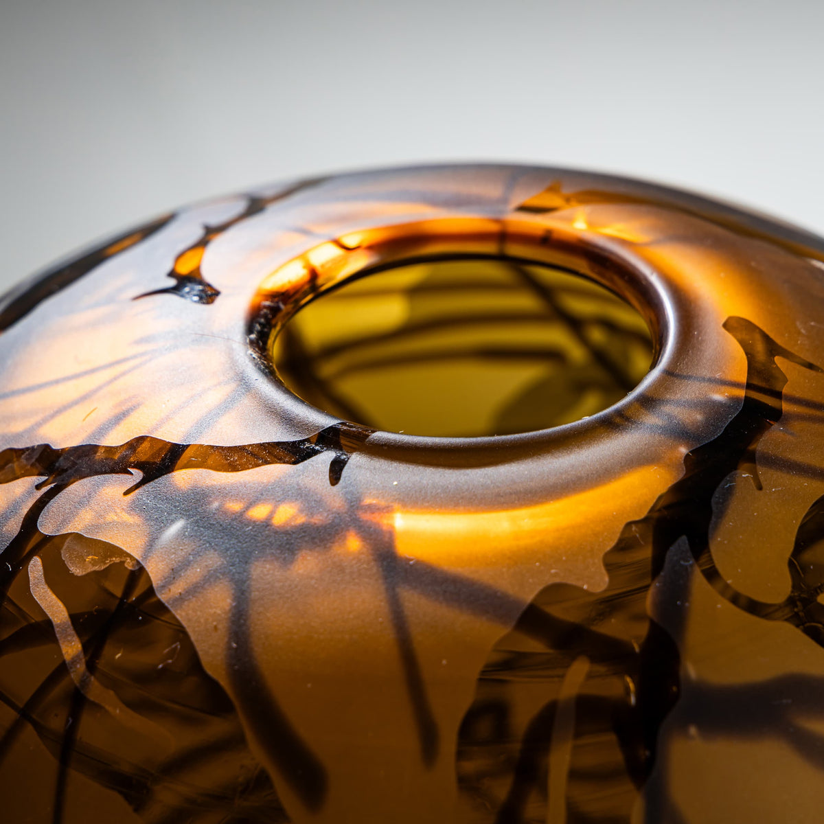 Spherical Glass Vase in the Style of Willem Heesen, Late 20th Century