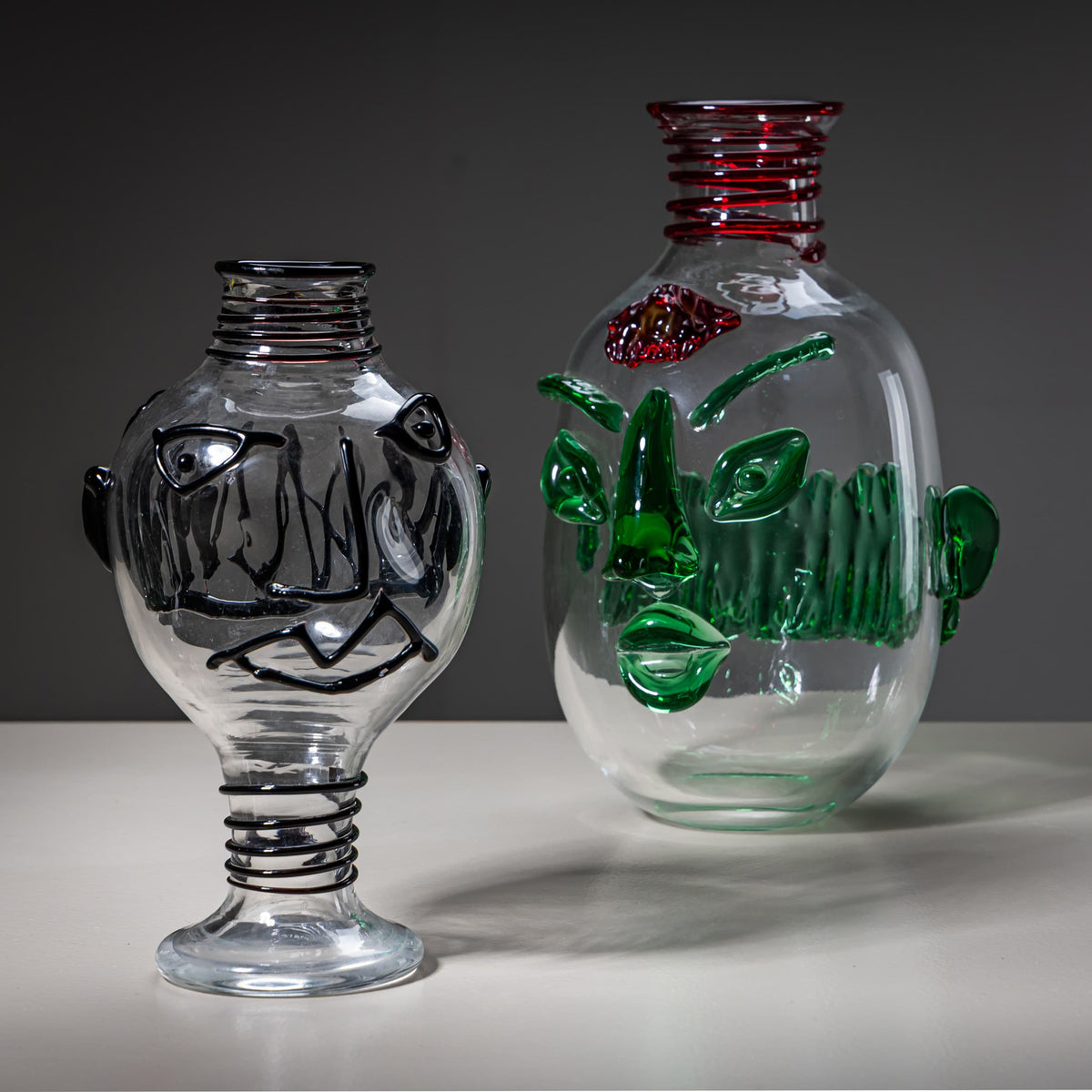Art Glass Vase with Green Face, “Jacqueline,” 1990s