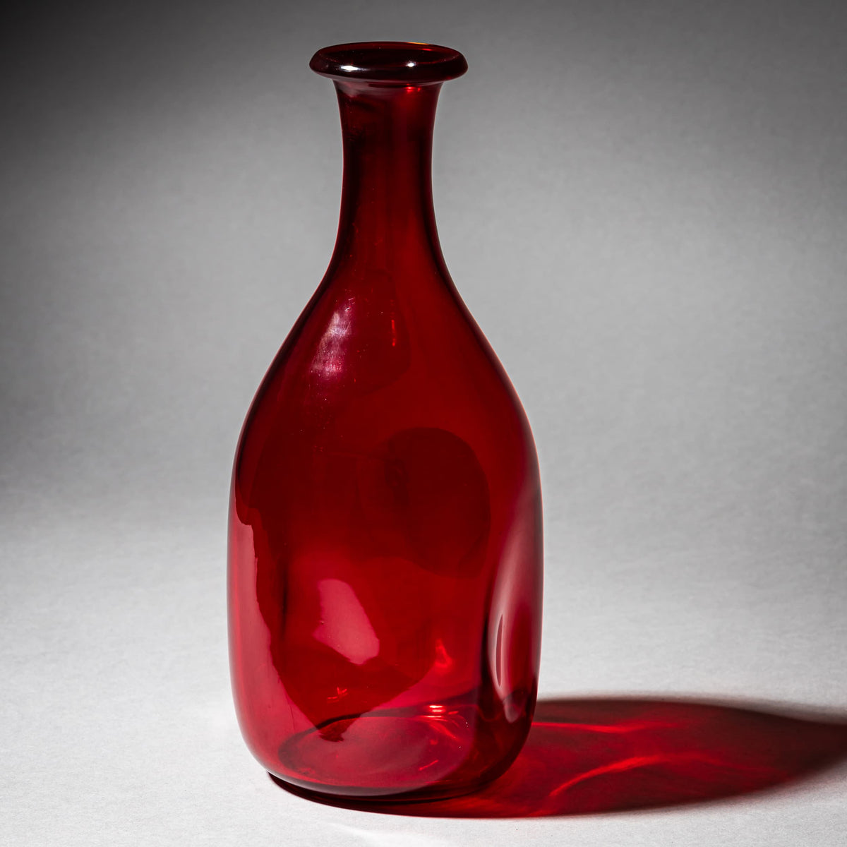 Red Hand-Blown Glass Vase, probably Murano / Italy, Mid-20th Century