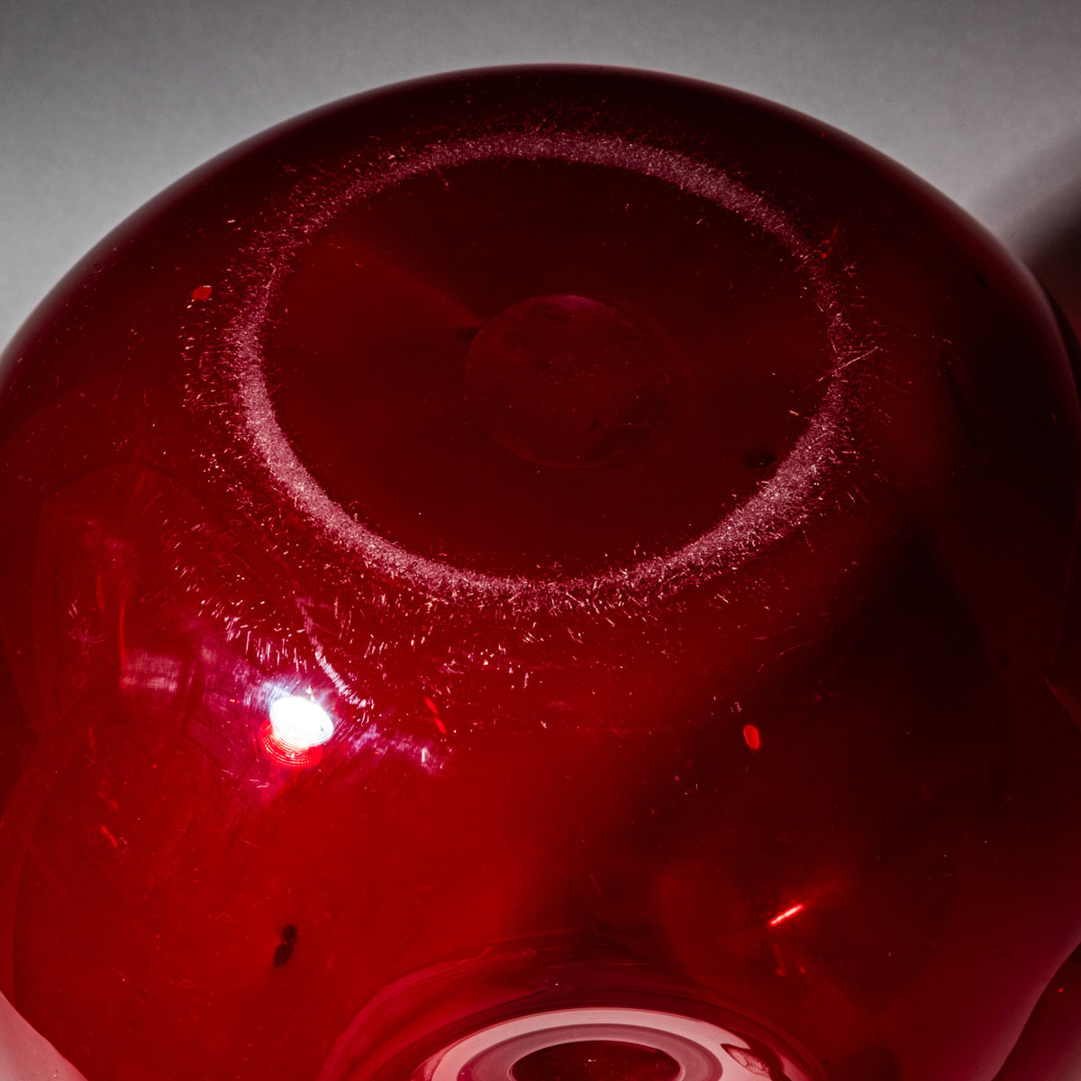 Large Hand-Blown Red Glass Vase, probably Murano / Italy, Mid-20th Century