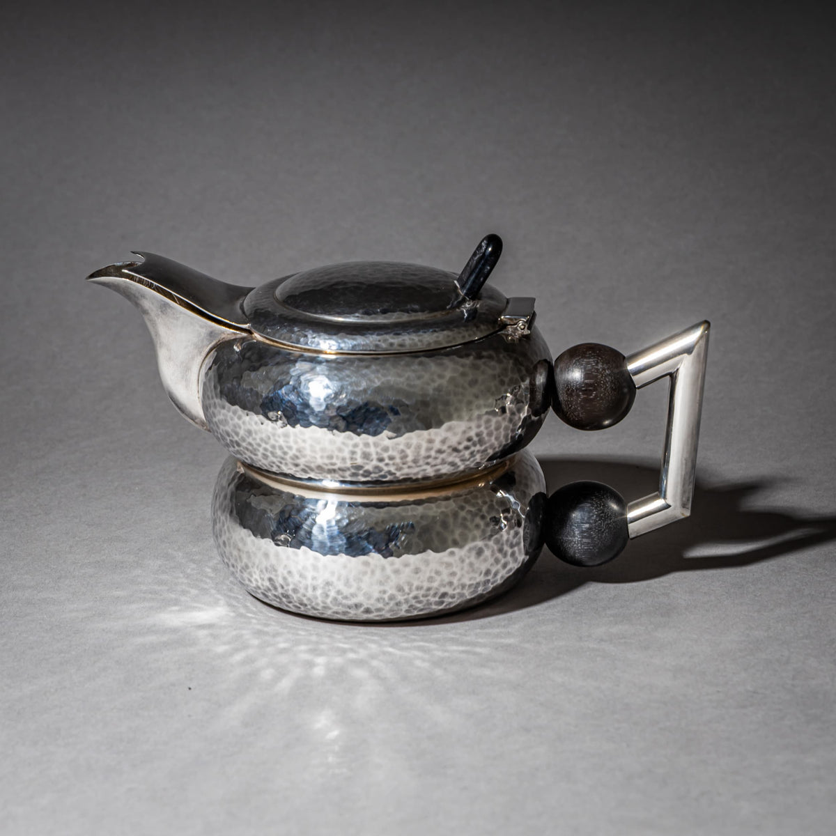 Three-Piece Art Deco Tea and Coffee Service with Hammered Surface, First Half 20th Century