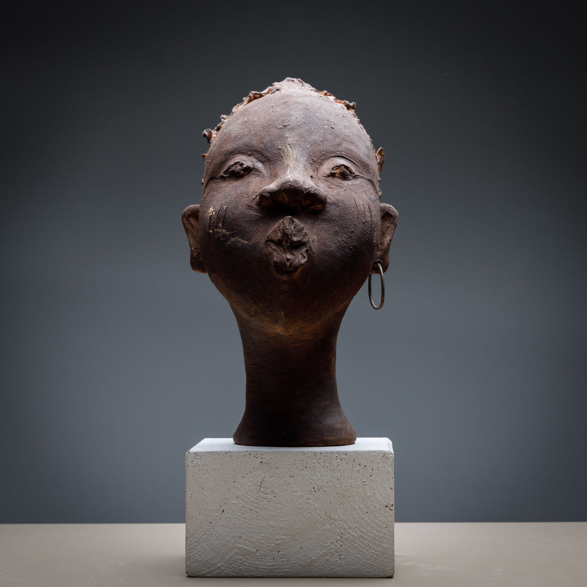 Enrico Zorzato, Head of an African Woman, Terracotta, 21st Century